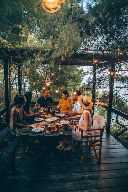 summer dinner party - food stock pictures, royalty-free photos & images