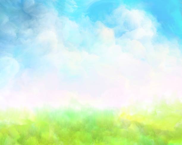 summer meadow, watercolor painting - garden decoration stock illustrations