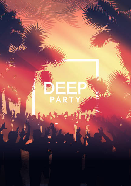 summer night party poster design - concert stock illustrations