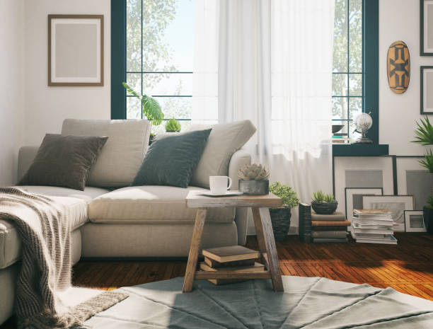 sunlight living room - home decoration stock pictures, royalty-free photos & images