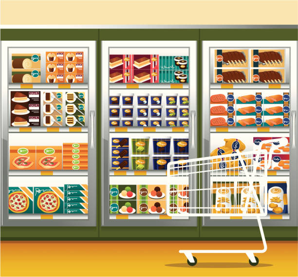 supermarket & shopping cart - junk food stock illustrations