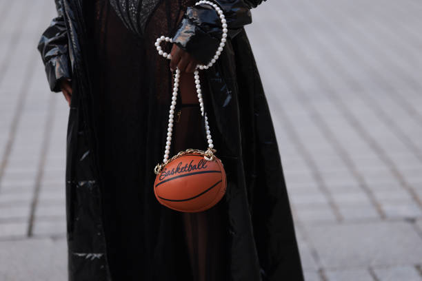 Suzan Mutesi seen wearing black / white underwear set, black transparent sleeveless lace long dress, black varnished leather hooded oversized long...