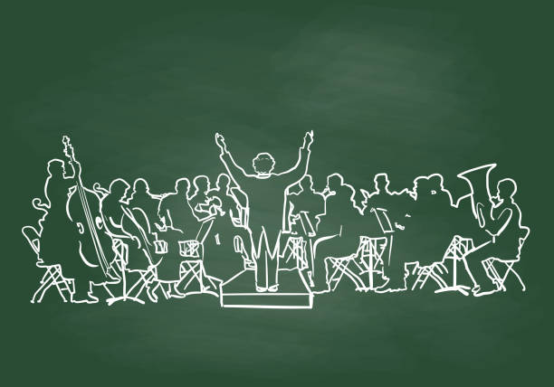 symphonicorchestraskizzetafel - concert stock-grafiken, -clipart, -cartoons und -symbole