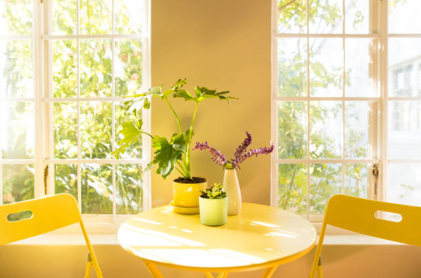 table basse et chaise dans un appartement - home decoration photos et images de collection