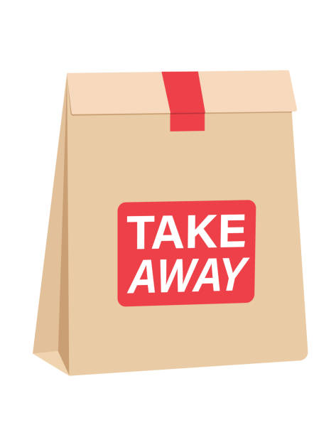 take-away folded paper food bags - junk food stock illustrations