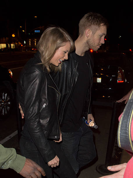 Taylor Swift and Calvin Harris arrive at the Troubadour in West Hollywood to attend a benefit concert on April 02, 2015 in Los Angeles, California.