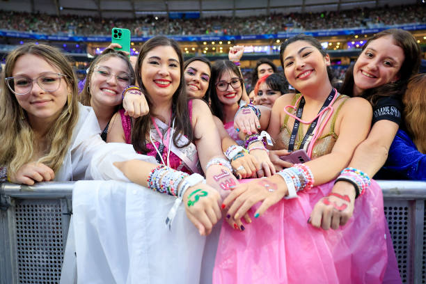Taylor Swift fans are seen during "Taylor Swift | The Eras Tour" at Allianz Parque on November 24, 2023 in Sao Paulo, Brazil.