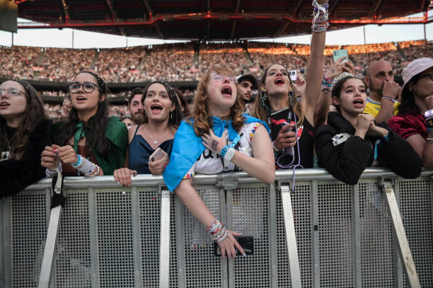 Taylor Swift fans while the singer performs at Estadio da Luz on May 24, 2024 in Lisbon, Portugal.