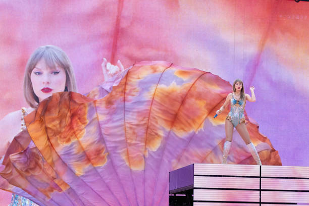 Taylor Swift performs on stage during "Taylor Swift | The Eras Tour" at Wembley Stadium on June 21, 2024 in London, England.