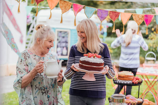 tea party - garden decoration stock pictures, royalty-free photos & images