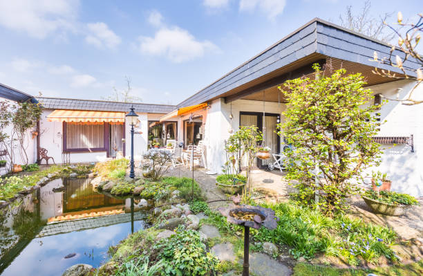 terrace hdr - garden decoration stock pictures, royalty-free photos & images