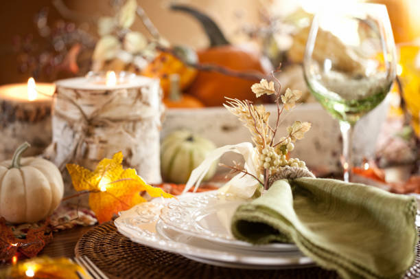 thanksgiving dining - home decoration stock pictures, royalty-free photos & images