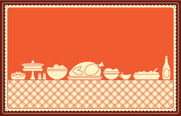 thanksgiving dinner spread - food stock illustrations