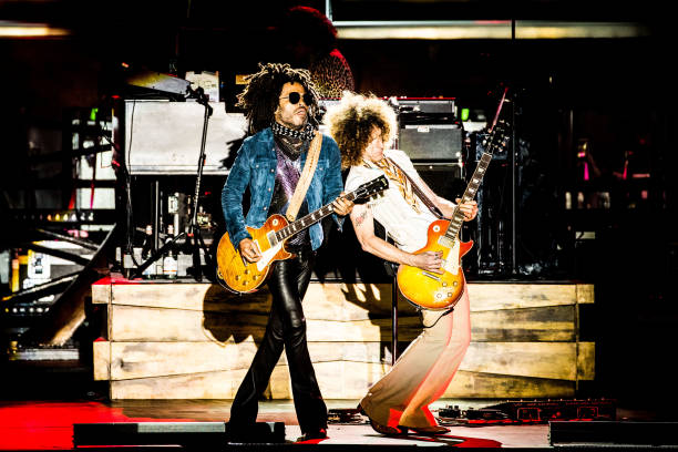 The american singer and song-writer Lenny Kravitz performing live at Arena in Verona Italy.