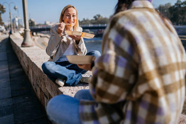 the best place for our take out lunch - junk food stock pictures, royalty-free photos & images