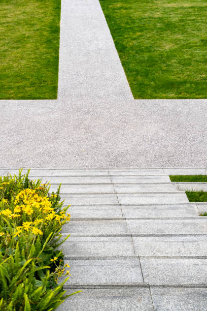 the lawn on the steps. - garden decoration stock pictures, royalty-free photos & images