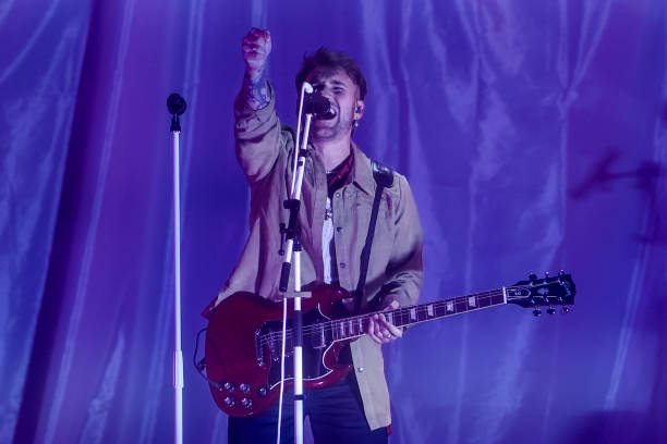 The singer Dani Fernandez performs during the first concert of his tour, at the Wizink Center, on 29 December, 2022 in Madrid, Spain. The singer has...