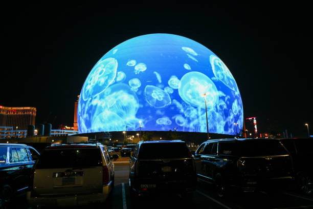 The Sphere is seen during the opening night with U2:UV Achtung Baby Live concert at the Venetian Resort in Las Vegas, Nevada, United States on...