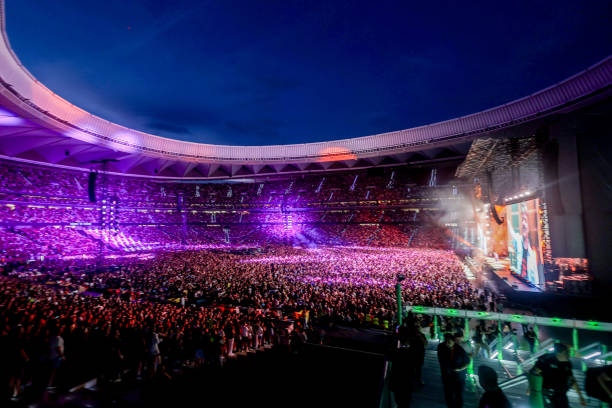 Thousands of spectators during the concert of the duo Estopa, at the Estadio Metropolitano, on 22 June, 2024 in Madrid, Spain. Estopa is a Spanish...