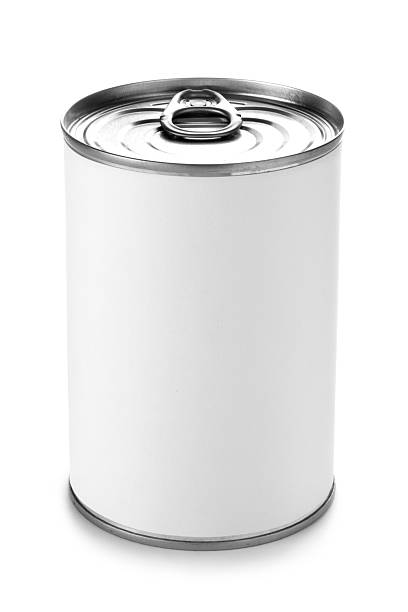 tin can with a peel lid on a white background - food stock pictures, royalty-free photos & images