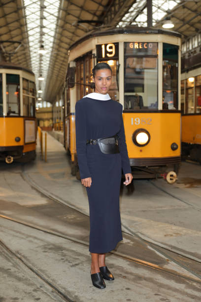 Tina Kunakey attends the Tod's fashion show during the Milan Fashion Week Womenswear Fall/Winter 2024-2025 on February 23, 2024 in Milan, Italy.