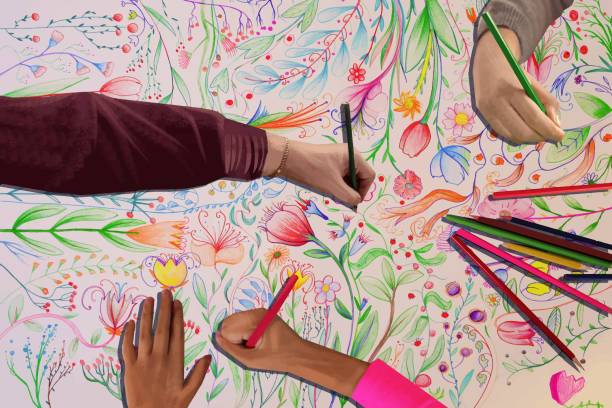 together illustrating spring - garden decoration stock illustrations