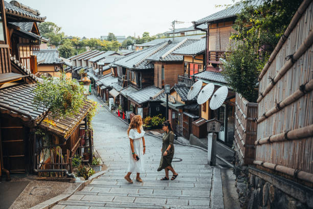 tourist in kyoto, old town. japan - travel stock pictures, royalty-free photos & images