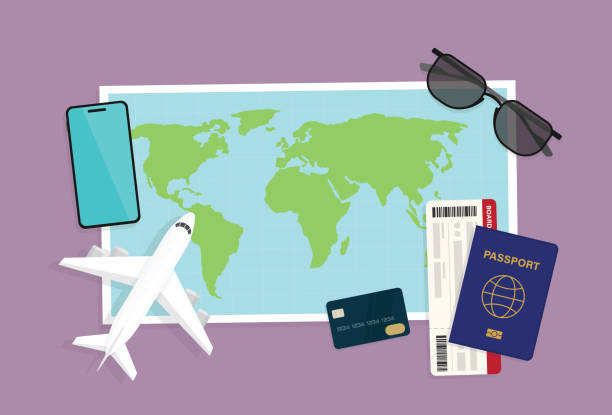 touristen planen eine reise in den urlaub - travel stock-grafiken, -clipart, -cartoons und -symbole