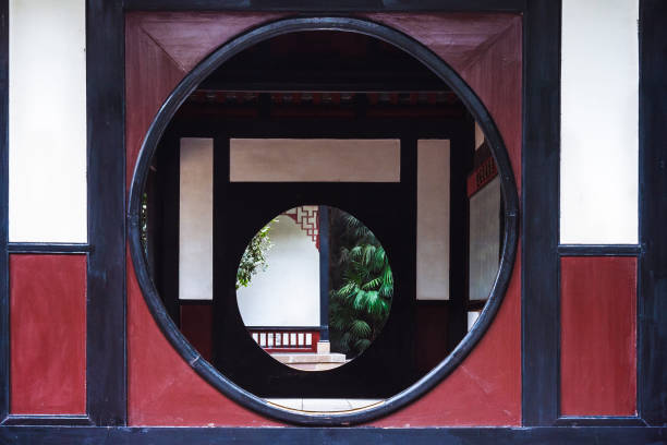 traditional architecture, circular doors - garden decoration stock pictures, royalty-free photos & images
