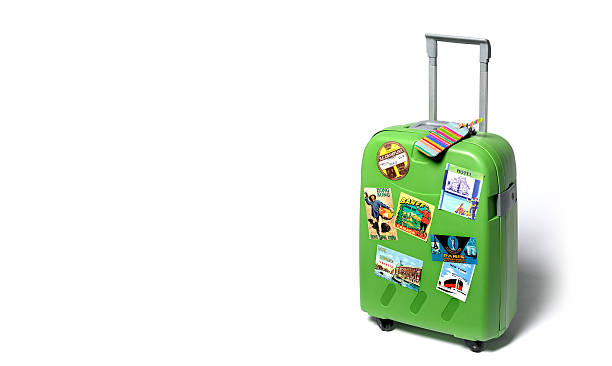 travel suitcase with travel stickers - travel stock pictures, royalty-free photos & images