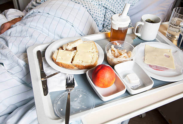 tray with food in hospital - food stock pictures, royalty-free photos & images