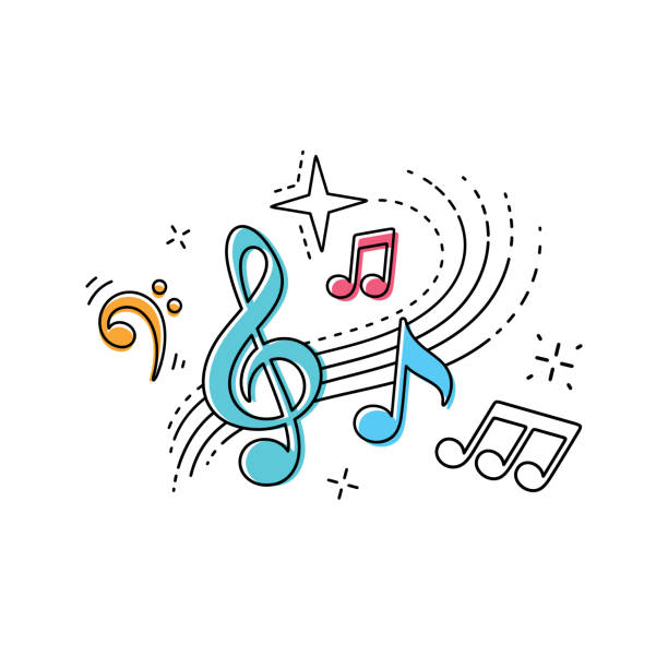 treble clef musical notes t-shirt design - concert stock illustrations