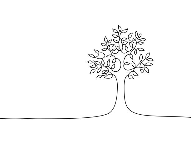 tree drawing - garden decoration stock illustrations