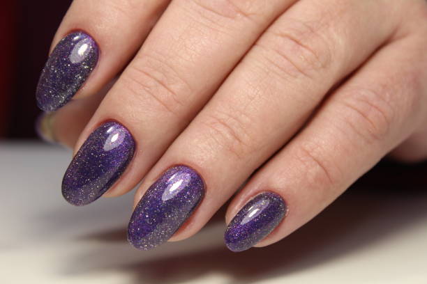 trendy manicure design on a beautiful background - nails art stock pictures, royalty-free photos & images