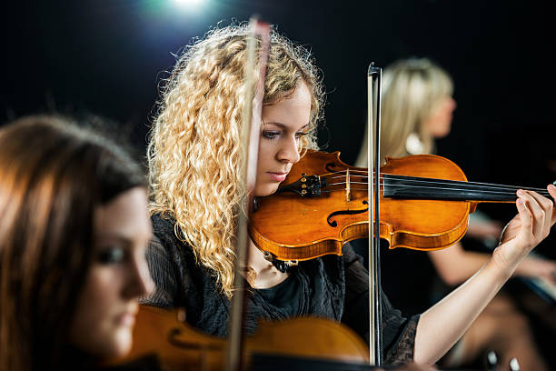 trio orchestra performing. - concert stockfoto's en -beelden