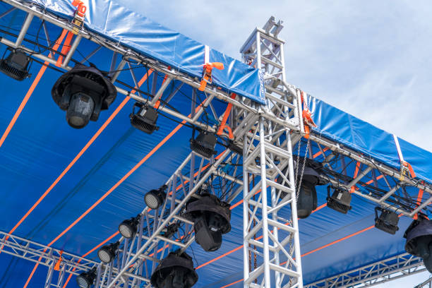 truss backstage structure - concert stock pictures, royalty-free photos & images