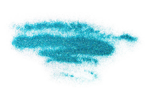 turquoise shiny smear of glitter. beautiful textured blue stroke isolated on white background. makeup. cosmetic products. eyeshadows. - nails art stock pictures, royalty-free photos & images