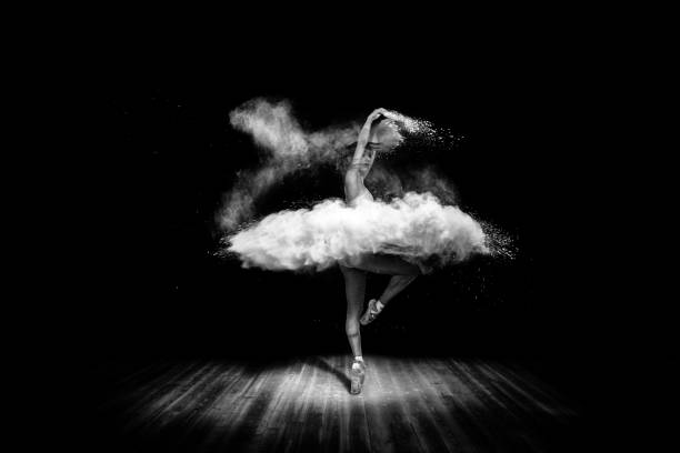 tutu from powder. beautiful ballet dancer, dancing with powder on stage - fashion stock pictures, royalty-free photos & images