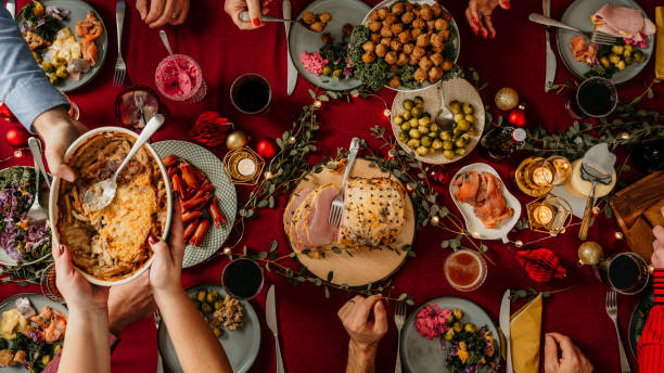 typical swedish scandinavian christmas food smörgåsbord - food stock pictures, royalty-free photos & images