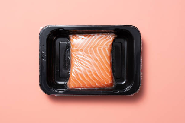 vacuum packed atlantic salmon belly - food stock pictures, royalty-free photos & images