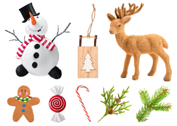 various christmas decoration elements - home decoration stock pictures, royalty-free photos & images