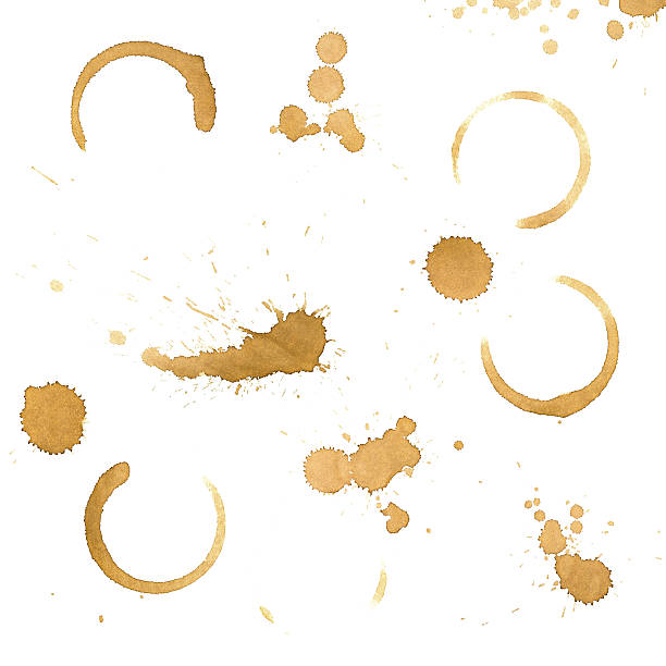various coffee drips and stains on a white background - coffee stockfoto's en -beelden