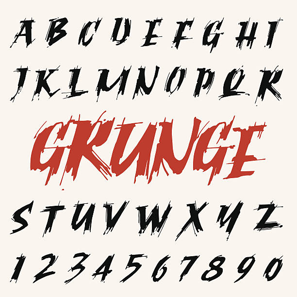 vector grunge font set. capitals alphabet - fashion stock illustrations
