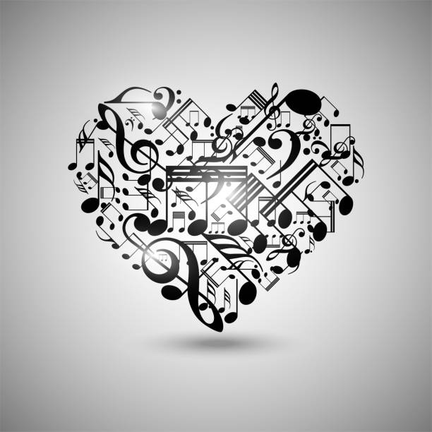 vector heart made from music notes, musical heart - concert stock illustrations