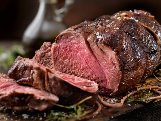 venison, elk sirloin tip roast - food stock pictures, royalty-free photos & images