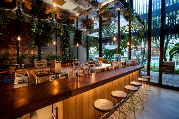 view inside a bar - no people - home decoration stock pictures, royalty-free photos & images