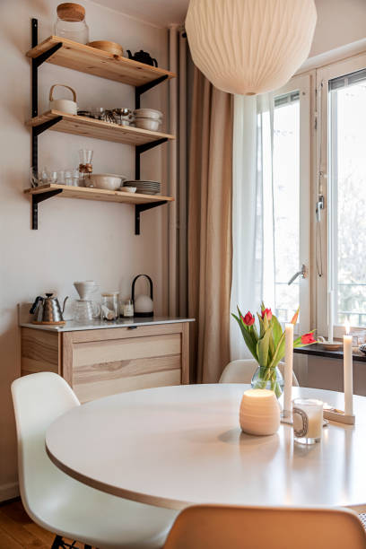 view of dining room - home decoration stock pictures, royalty-free photos & images