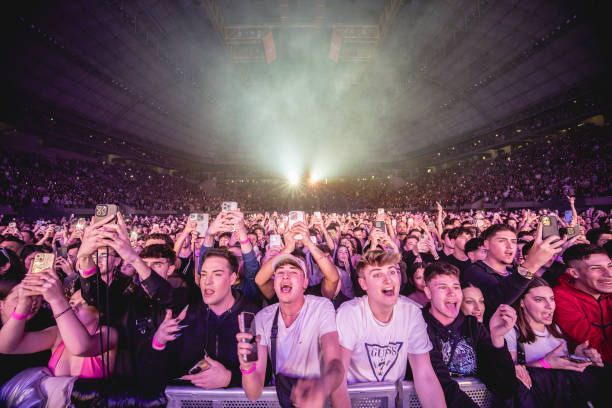View of the crowd during the Bad Gyal concert at Palau Sant Jordi on February 09, 2024 in Barcelona, Spain.
