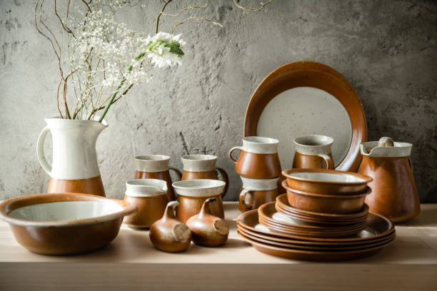 vintage dinnerware - home decoration stock pictures, royalty-free photos & images
