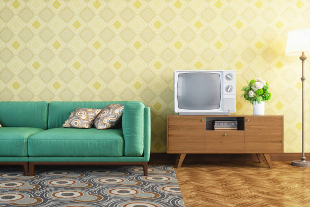 vintage living room interior - fashion stock pictures, royalty-free photos & images